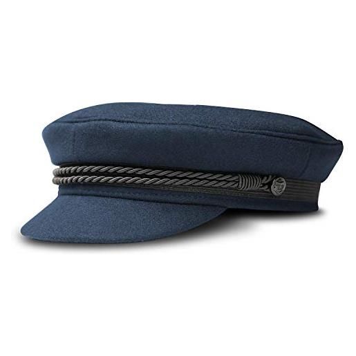 fiebig berretto elbsegler per uomo e donna | cappello da capitano di linea classica | cappello da marinaio tradizionale | berretto con visiera, cordoncino e bottoni di ancoraggio (58-l, blu)