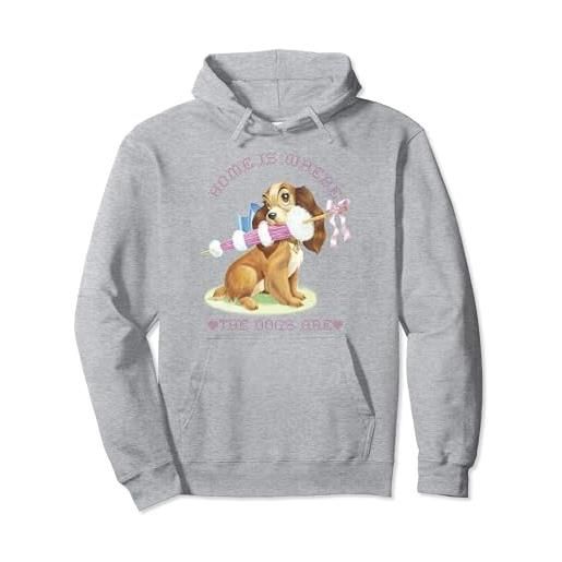 Disney lady and the tramp lady home is where the dogs are felpa con cappuccio