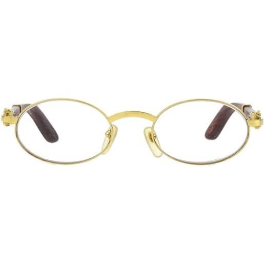 Cartier - occhiali da sole ovali anni '90-2000 - donna - acrilico/placcatura in oro/legno - taglia unica