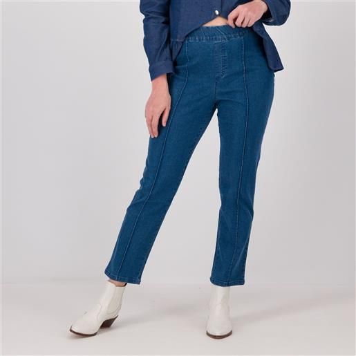 Nina Leonard jeans super stretch linea a sigaretta vita elasticata nervatura a vista