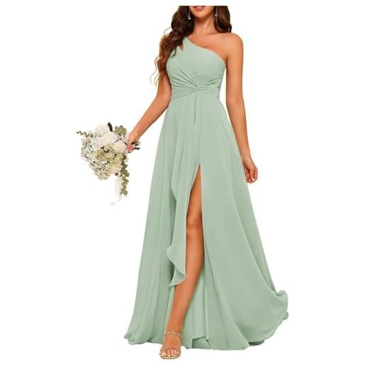 YIANN abito da damigella d'onore in chiffon con pieghe lungo una linea abito da ballo per le donne yiax176, verde salvia, 34