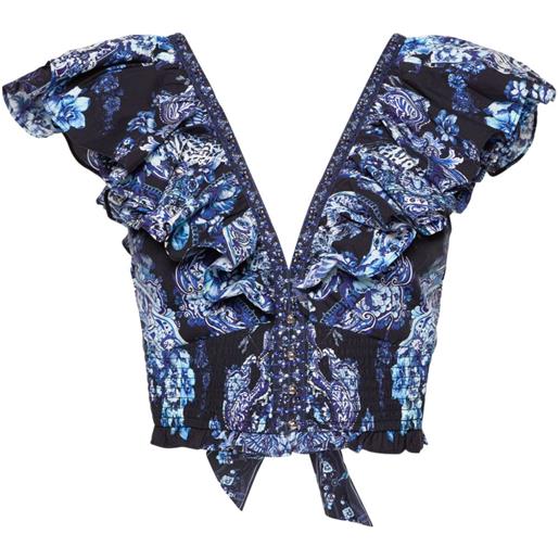 Camilla canotta delft dinasty a fiori - blu