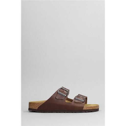 Birkenstock sandali flats arizona in pelle cuoio naturale