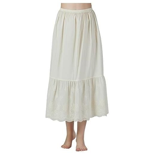 Mewa Sottogonna da donna Corsa, sottoveste piacevole al tatto, perfetta sotto un vestito, non statica, camicia da notte leggera, bianco, 36