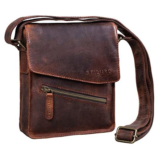 STILORD 'steve' borsa uomo piccola pelle borsello vintage da spiaggia borsetta uomo tracolla design orizzontale elegante, colore: zamora - marrone