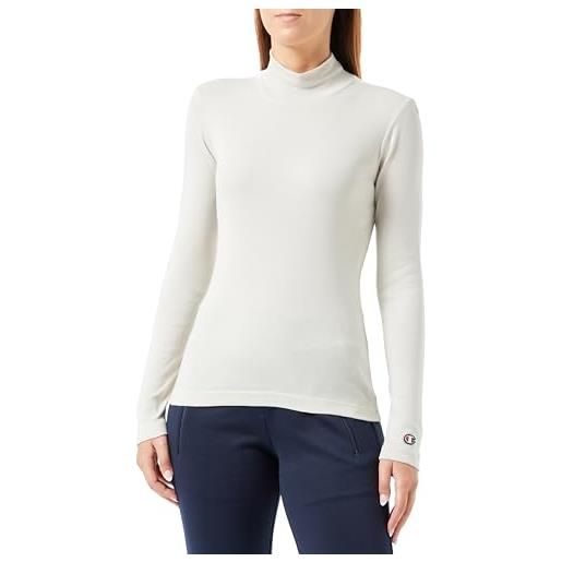 Champion legacy legacy american classics w - soft cotton 1x1 rib l-s slim high-neck maglietta a manica lunga, grigio argento, donna fw23