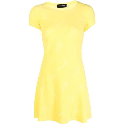 DSQUARED2 abito skater con effetto jacquard - giallo