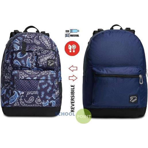 Zaino seven reversible pockets + cuffie wireless- blue cashmere