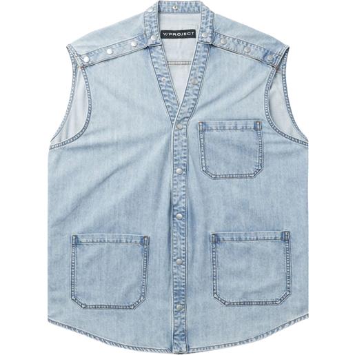 Y/Project gilet denim con applicazione - blu