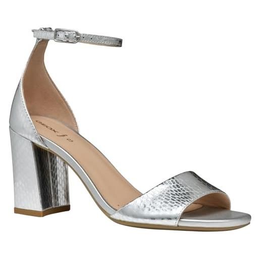 Geox sandali da donna d new eraklia con tacco 80, pelle dk, 37 eu