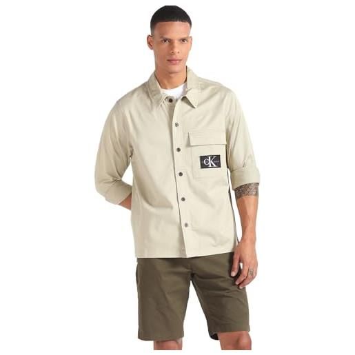 Calvin Klein jeans utility shirt j30j324610 camicie casual, beige (plaza taupe), l uomo