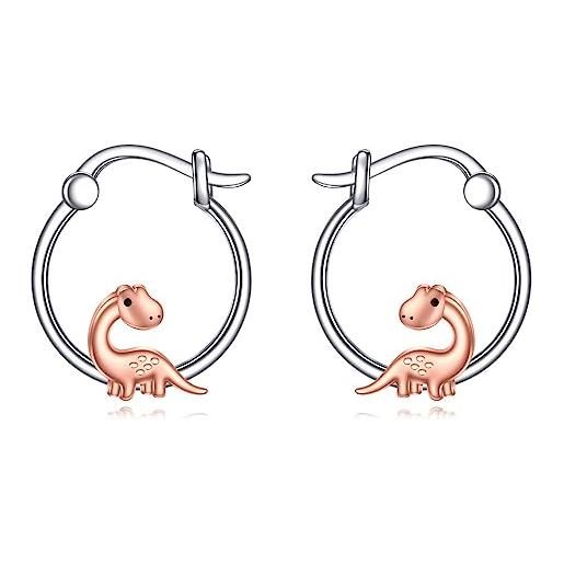 Laimons Kids Orecchini Bambini Argento 925 – Dinosauro Marrone – 10 Mm