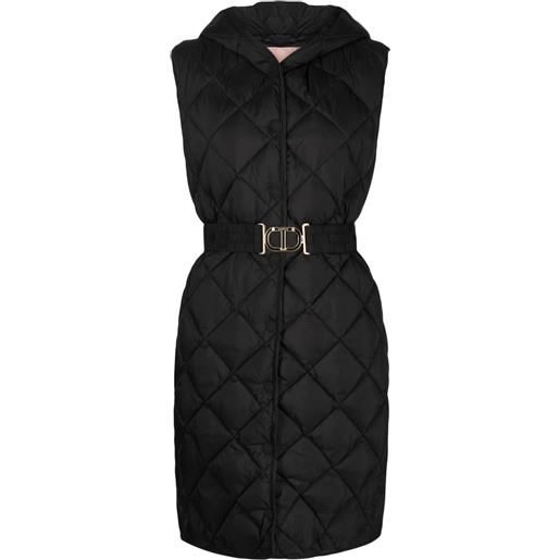 TWINSET gilet imbottito con cappuccio - nero
