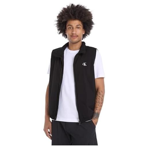 Calvin Klein jeans gilet uomo lightweight vest effetto maglia, nero (ck black), m