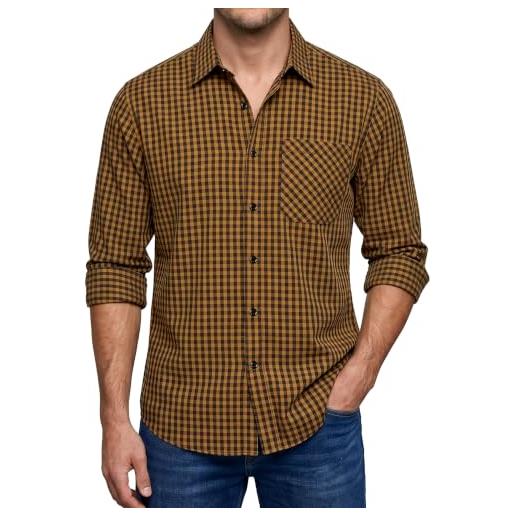 Enlision camicia quadri uomo a manica lunga casual elegante felpata scozzese camicie rosso e bianco con tasche bottoni da uomo regular fit 3xl