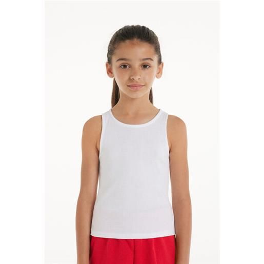 Tezenis canotta spalla larga a costine bimba bambina bianco