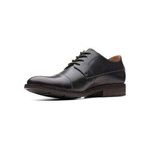 Clarks becken cap, scarpe stringate derby uomo, black leather, 39.5 eu