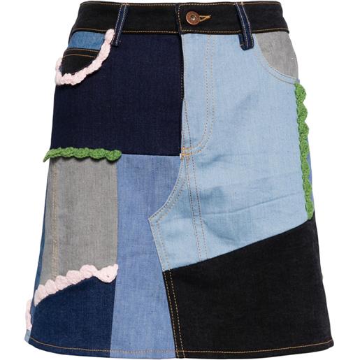 CAVIA minigonna denim con design patchwork - blu