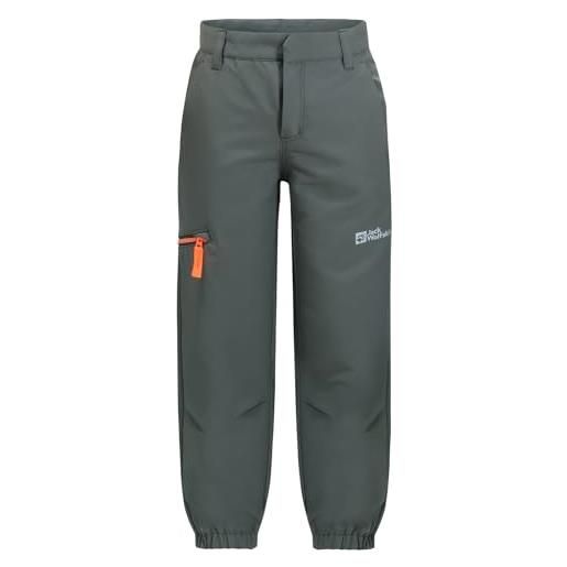 Jack Wolfskin turbulence pants k pantaloni da escursionismo, ardesia/verde, 128 unisex-bambini e ragazzi