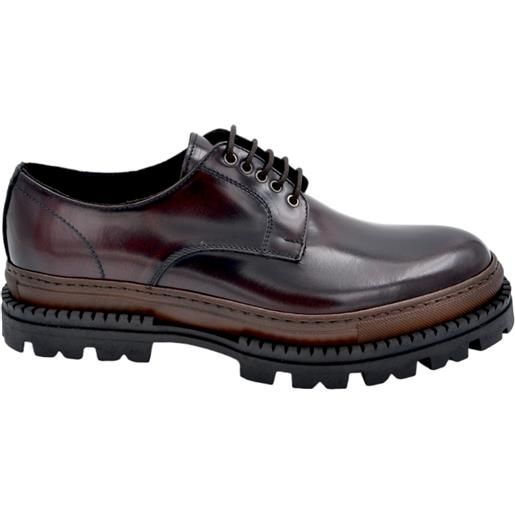 LUISANTIAGO scarpa stringata ls luisantiago limited drop in vera pelle abrasivata bordeaux con suola exclusive combat alta