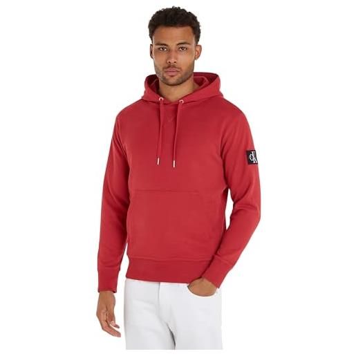 Calvin Klein felpa uomo badge con cappuccio, avorio (ivory), xxs