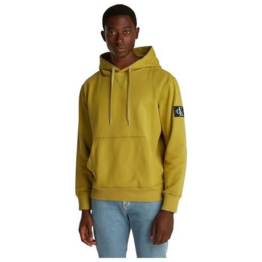 Calvin Klein felpa uomo badge con cappuccio, blu (fresh mint), xs
