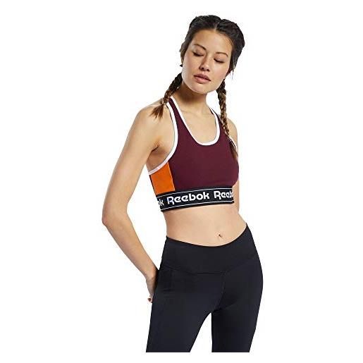Reebok te linear logo bralette reggiseno sportivo, donna, granat, 2xs