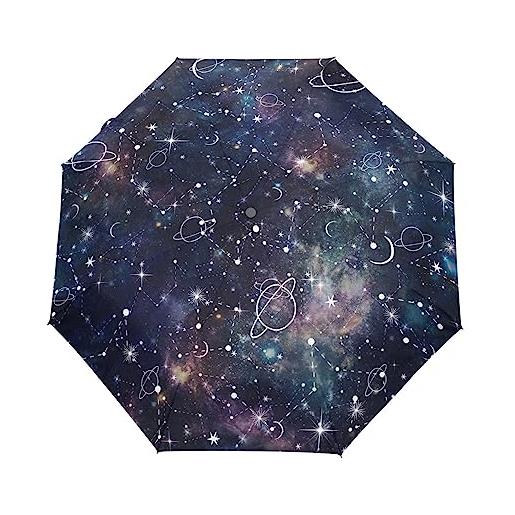 GAIREG ombrello da viaggio galaxy and planet antivento automatico aperto chiuso pieghevole pieghevole ombrello compatto per pioggia