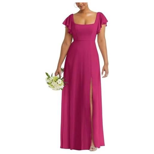 HPPEE abito da sposa una linea semplice manica corta piano lunghezza abito da damigella d'onore per le donne wyx456, blu acciaio, 50