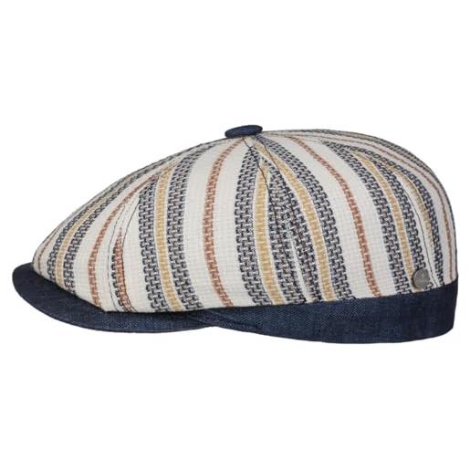 LIERYS coppola savoca uomo - made in italy cappello piatto con visiera, fodera, fodera estate primavera/estate - m (56-57 cm) blu