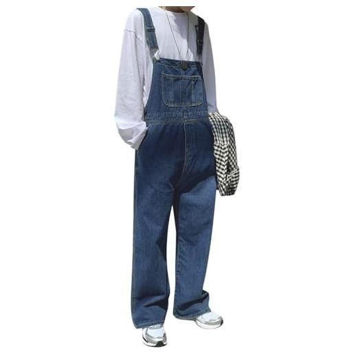 Oanviso salopette in denim da uomo overalls casual jumpsuit vintage salopette jeans con bretelle pantaloni larghi da lavoro slim fit moda jeans strappati a 01 l
