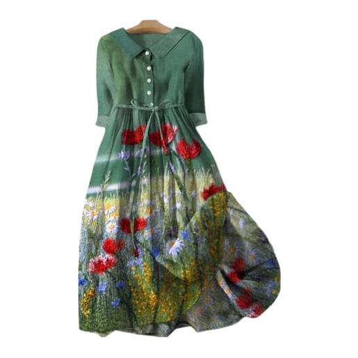 Mfhmom abito estivo donna curvy scollo a v vestito lungo boemia donna maniche corte cotton comodo abito a camicia ruffles stampa floreale jacquard casual abito da spiaggia donna flowy