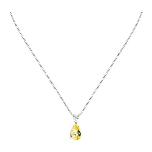 Morellato collana da donna in argento 925% riciclato, zirconi, collezione tesori - saiw193, giallo, gioielli