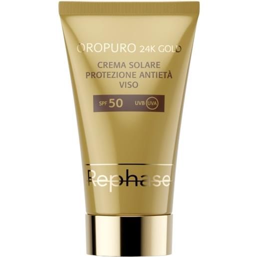 Rephase Sole rephase oropuro 24k gold - crema solare protezione antietà viso spf50, 50ml