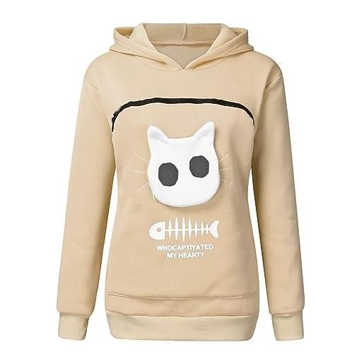 UNeedVog felpa gatta tasca con cappuccio da donna con cappuccio per gatti nido con cappuccio in pile