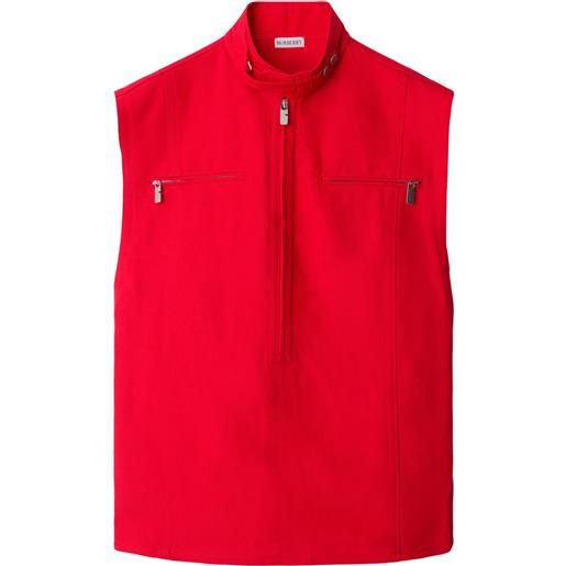 Burberry canotta con mezza zip - rosso
