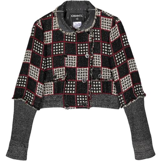 CHANEL Pre-Owned - giacca a quadri 2007 - donna - lana/seta/viscosa/poliammide/poliestere/seta - taglia unica - nero