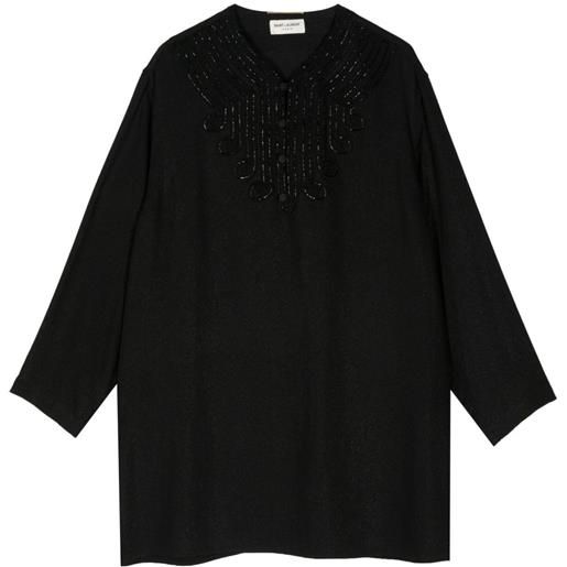 Saint Laurent Pre-Owned - abito a maniche lunghe - donna - seta/poliammide - taglia unica - nero