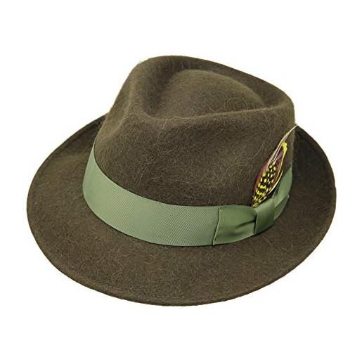 Borges & Scott doyle alpaca premium - cappelli fedora a forma di goccia - feltro di lana di alpaca - piuma rimovibile - ripiegabile per viaggio - resistente all'acqua - unisex - 60cm nero