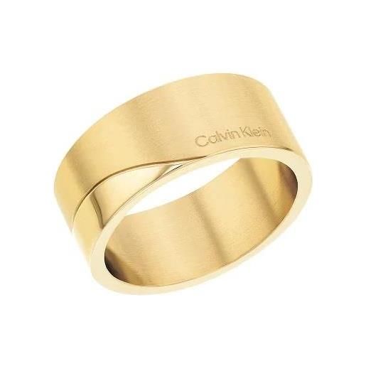 CALVIN KLEIN anello donna a fascia in acciaio dorato