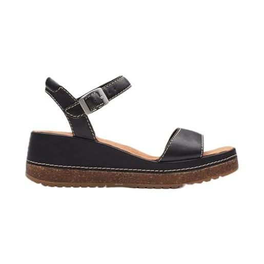 Clarks Laurieann Ruby, Sandali Bassi Donna In Pelle Marrone Chiaro, Comfort E Vestibilità Regolabile, Numero 39.5 EU