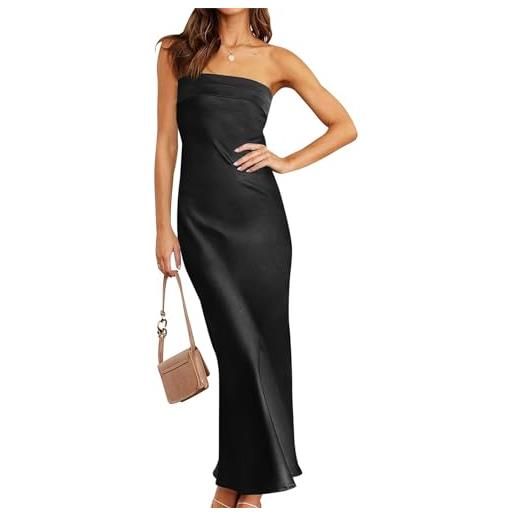 xxxiticat abito da donna in raso, senza spalline, senza spalline, per gli ospiti del matrimonio, blu, s