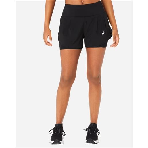 Asics road 2-n-1 3,5in w - short running - donna - nero