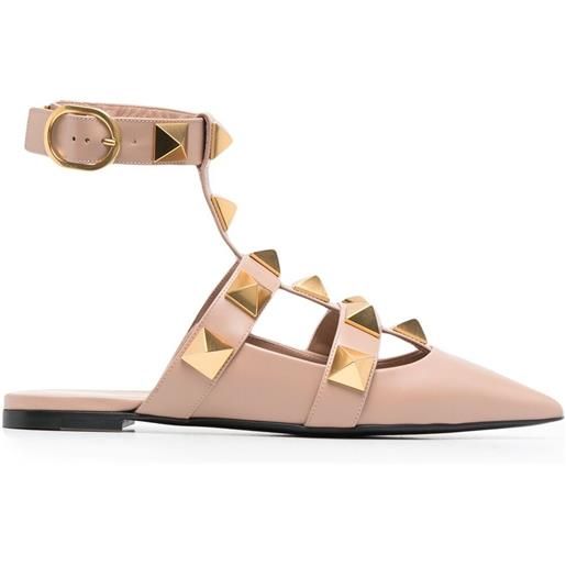 Valentino Garavani ballerine con borchie roman stud - toni neutri