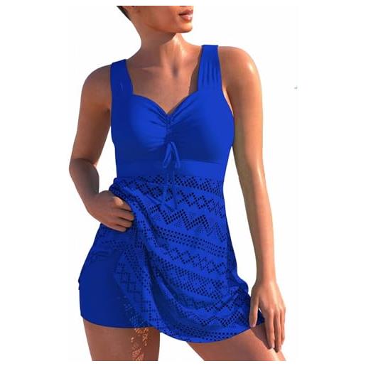 MSIYOW tankini donna mare costume da bagno con scollo a v bikini da donna set da 2 pezzi (m, rosa scuro)