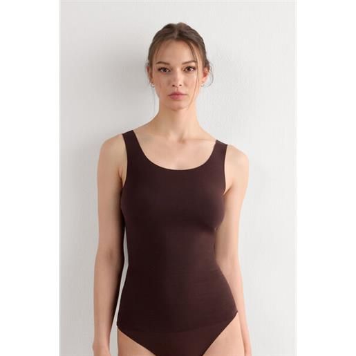 Intimissimi canotta scollo tondo in cotone taglio vivo marrone