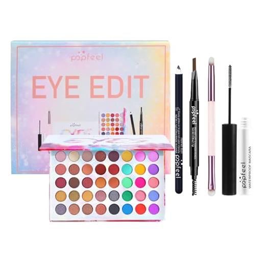 Elitecran tutto in uno trucchi set per occhi, 40 colori palette di ombretti con mascara matita per eyeliner sopracciglia pennelli, set regalo trucco occhi completo, make up tavolozza kit per donne cosmetico