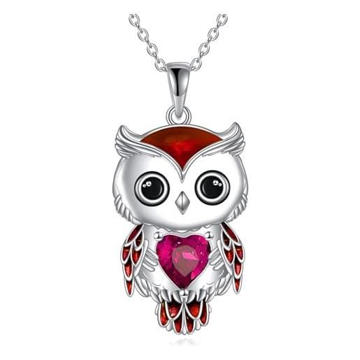 Elli Collana Donna Con Ciondolo Gufo In Argento 925, Lunghezza 70 Cm
