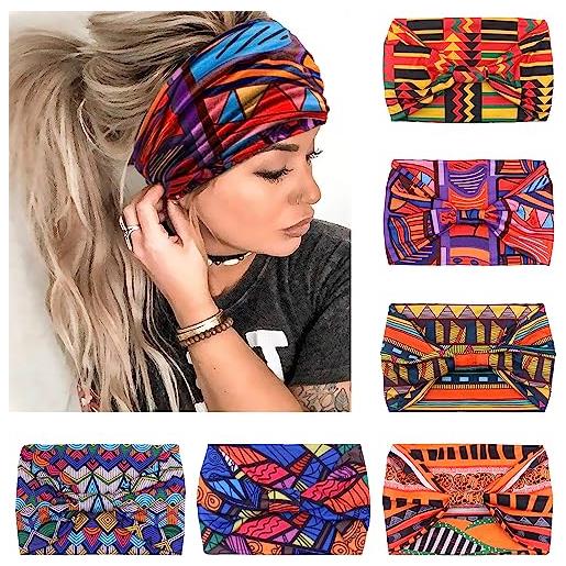 IVARYSS fasce larghe per le donne, turbanti annodate per la testa, grandi fasce per capelli in stile africano, confezione da 6, colore: africano