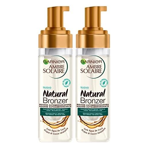Garnier 2x Garnier ambre solaire natural bronzer mousse autoabbronzante con acqua di cocco idratante - 2 flaconi spray da 200ml